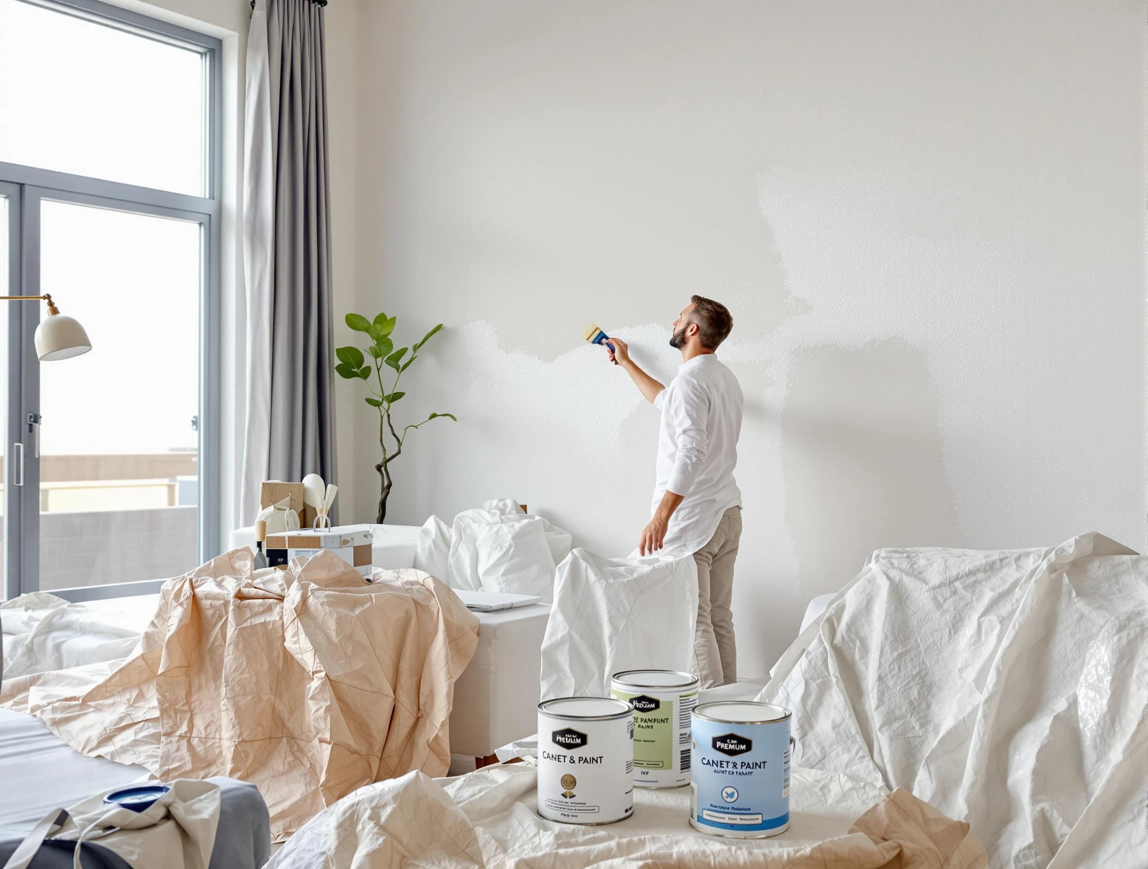 Green House Painters team carefully painting an interior wall in Green, OH
